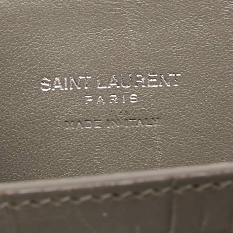 Pre Owned Saint Laurent Grey Croc Embossed Leather Nano Classic Sac De Jour Tote