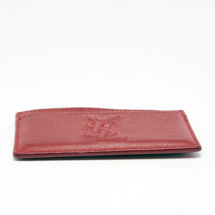 Pre Owned Yves Saint Laurent Red Leather Card Holder