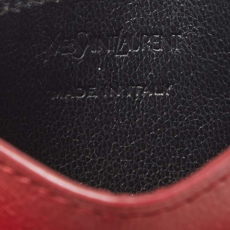Pre Owned Yves Saint Laurent Red Leather Card Holder