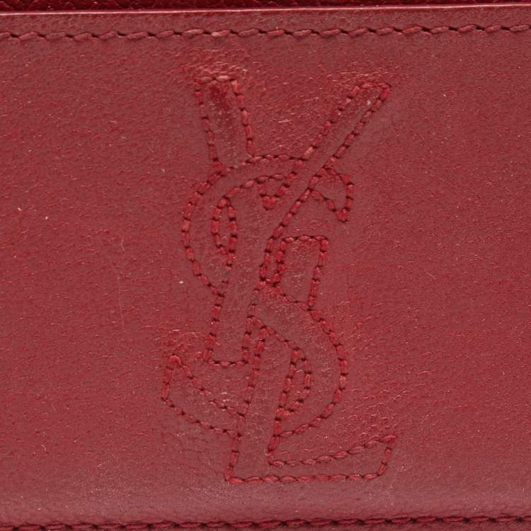 Pre Owned Yves Saint Laurent Red Leather Card Holder