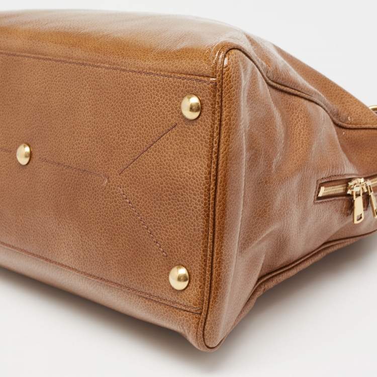 Pre Owned Yves Saint Laurent Brown Pebbled Patent Leather Majorelle Satchel