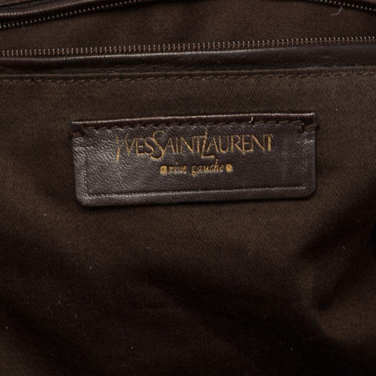 Pre Owned Yves Saint Laurent Brown Pebbled Patent Leather Majorelle Satchel