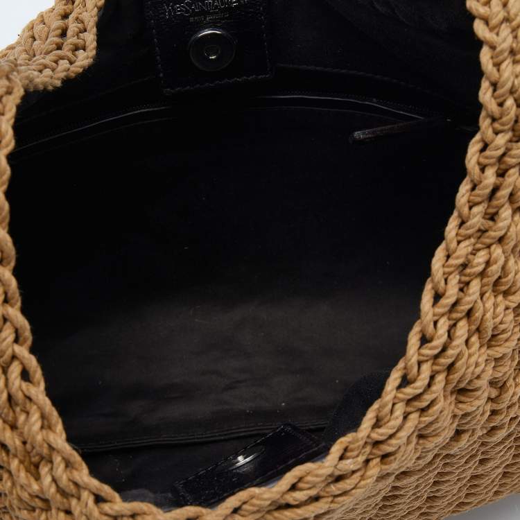 Pre Owned Yves Saint Laurent Tan Raffia Mombasa Hobo