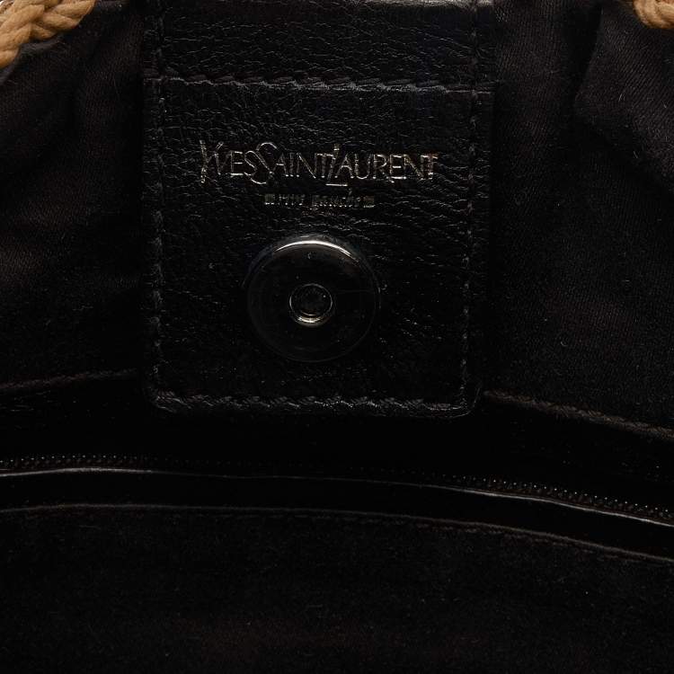 Pre Owned Yves Saint Laurent Tan Raffia Mombasa Hobo