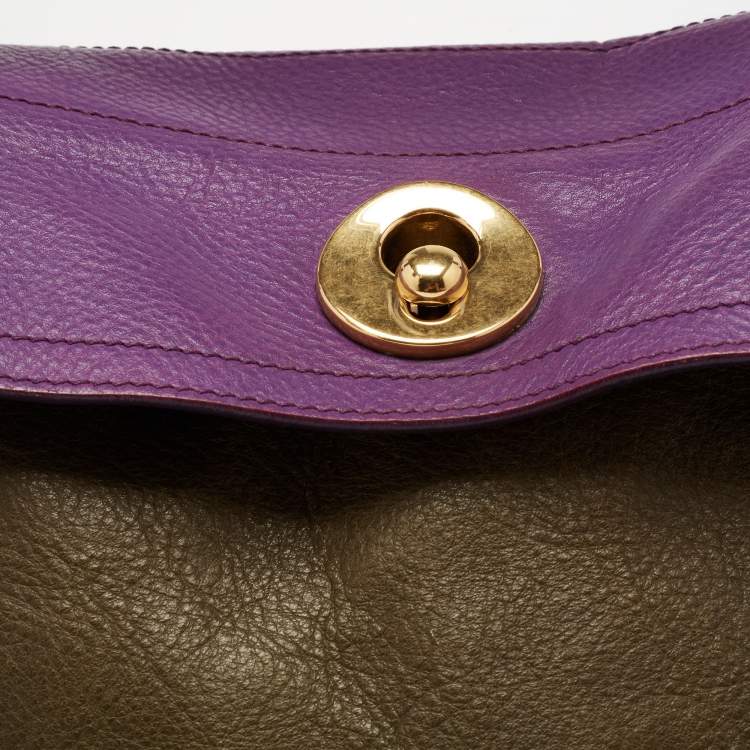 Pre Owned Yves Saint Laurent Multicolor Leather and Suede Muse Two Top Handle Bag
