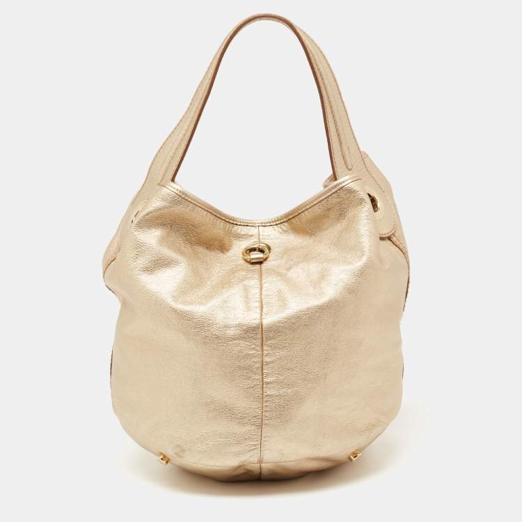 Pre Owned Yves Saint Laurent Gold Leather Hobo