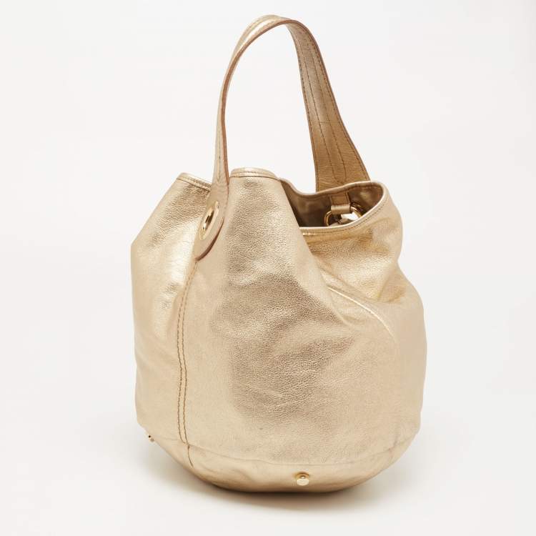 Pre Owned Yves Saint Laurent Gold Leather Hobo