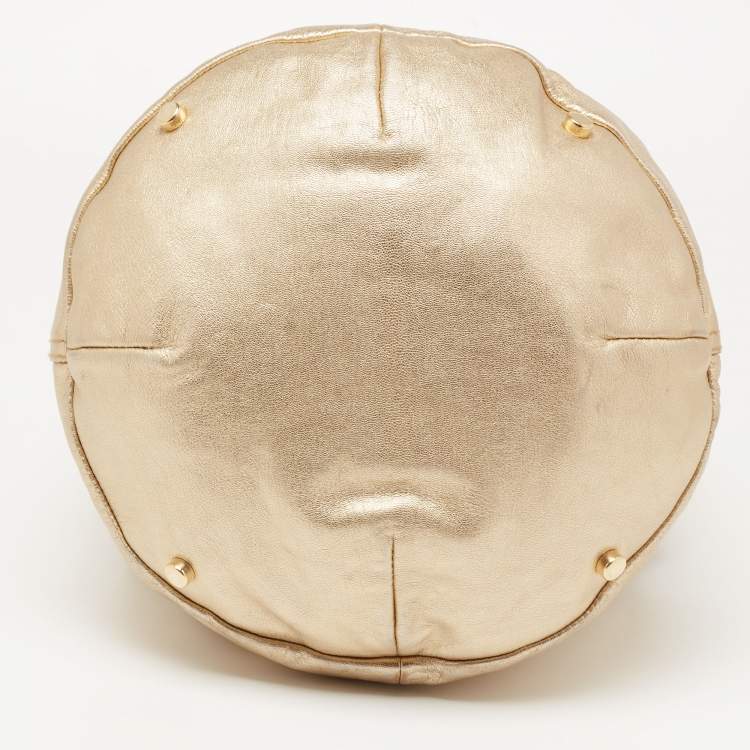 Pre Owned Yves Saint Laurent Gold Leather Hobo