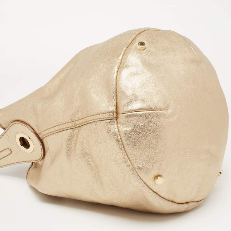 Pre Owned Yves Saint Laurent Gold Leather Hobo