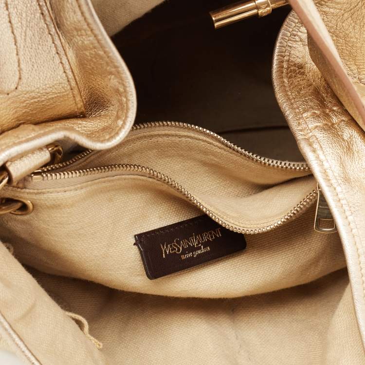 Pre Owned Yves Saint Laurent Gold Leather Hobo
