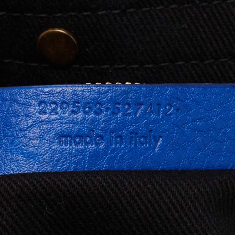 Pre Owned Yves Saint Laurent Blue/Black Leather and Canvas Large Muse Two Top Handle Bag