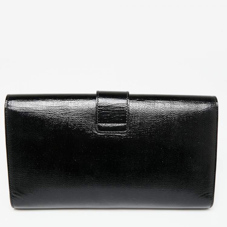 Pre Owned Yves Saint Laurent Black Patent Leather Y-Ligne Clutch
