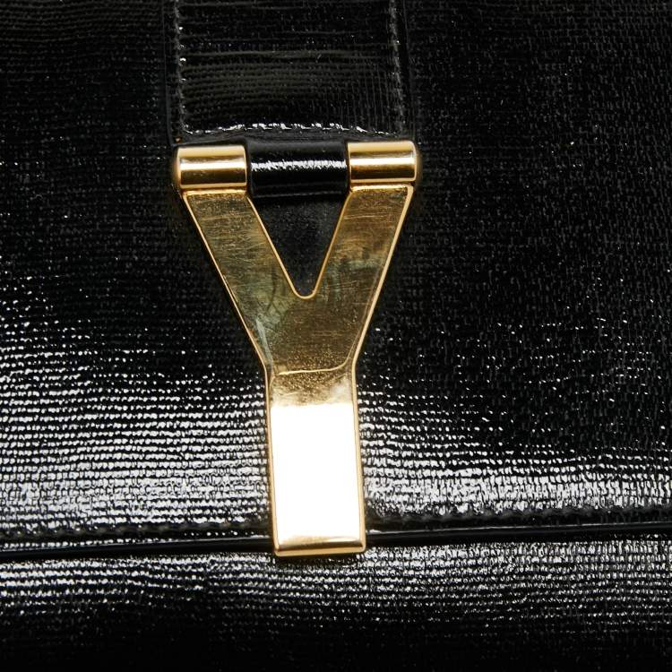 Pre Owned Yves Saint Laurent Black Patent Leather Y-Ligne Clutch