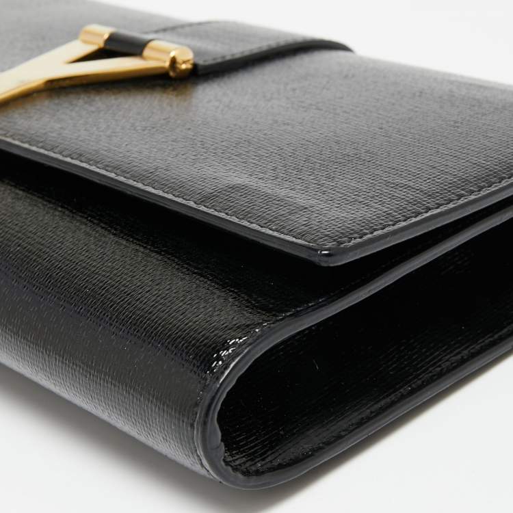 Pre Owned Yves Saint Laurent Black Patent Leather Y-Ligne Clutch