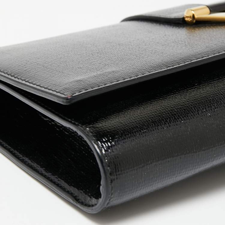 Pre Owned Yves Saint Laurent Black Patent Leather Y-Ligne Clutch