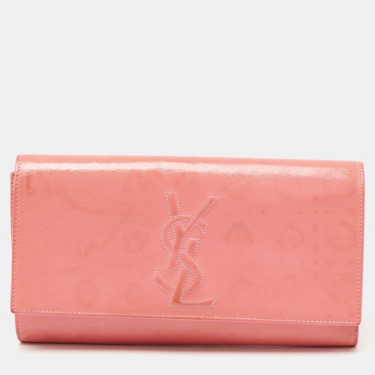 Belle de jour leather clutch bag Yves Saint Laurent Pink in