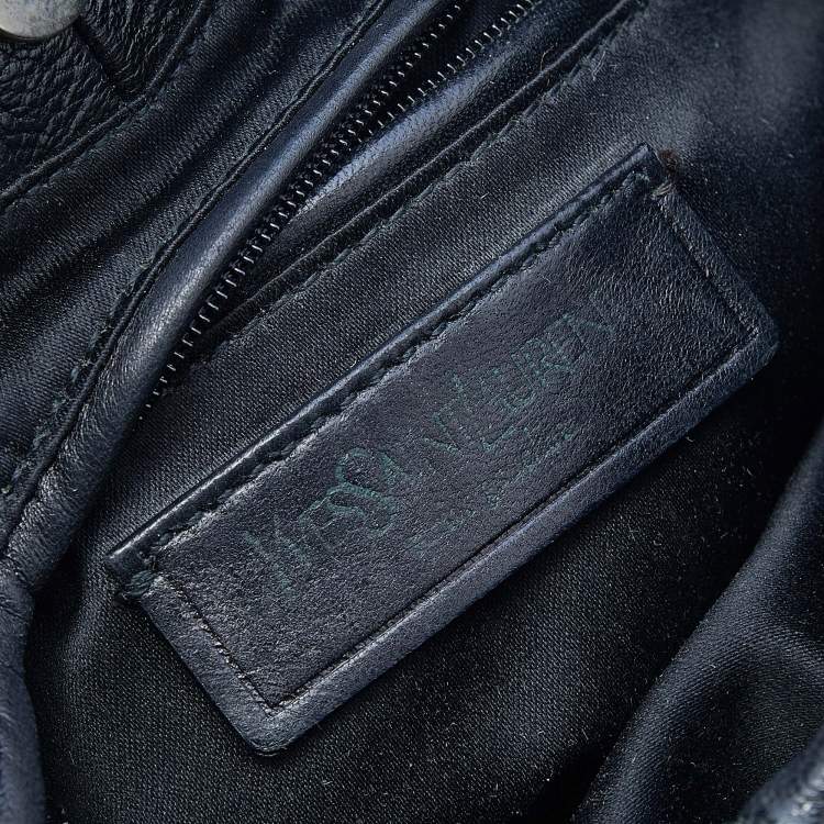Pre Owned Yves Saint Laurent Black Leather Rive Gauche Mombasa Hobo