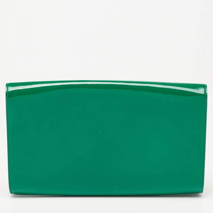 Pre Owned Yves Saint Laurent Green Patent Leather Belle De Jour Flap Clutch