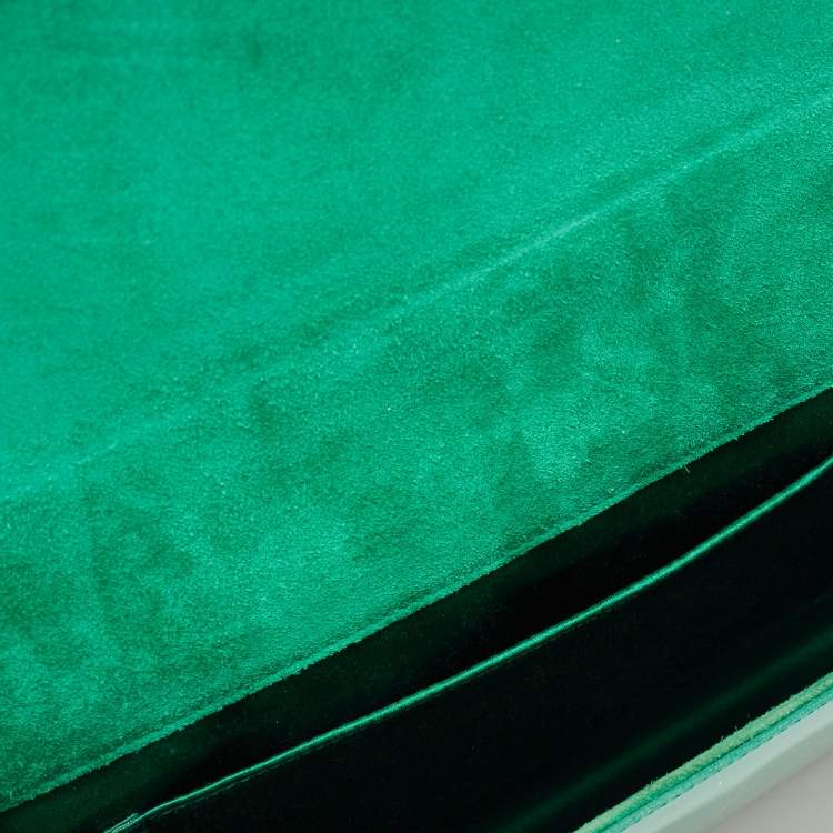 Pre Owned Yves Saint Laurent Green Patent Leather Belle De Jour Flap Clutch