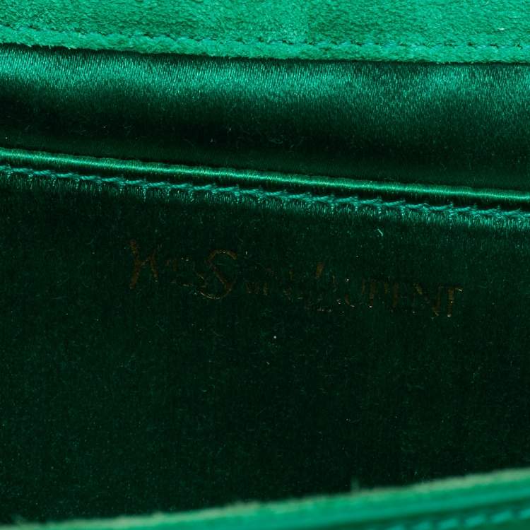 Pre Owned Yves Saint Laurent Green Patent Leather Belle De Jour Flap Clutch