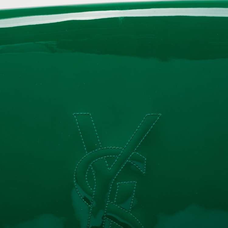 Pre Owned Yves Saint Laurent Green Patent Leather Belle De Jour Flap Clutch