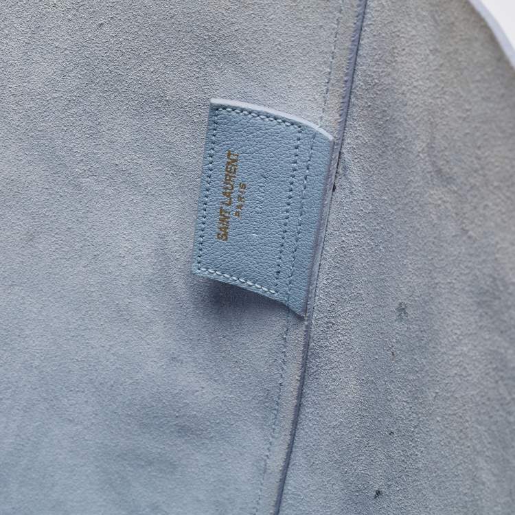 Pre Owned Saint Laurent Blue Leather East West Shopping Tote