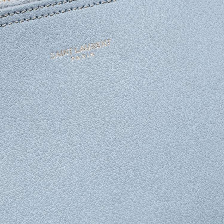 Pre Owned Saint Laurent Blue Leather East West Shopping Tote