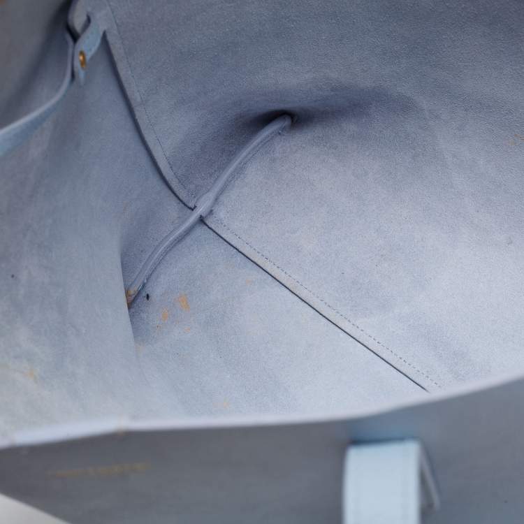 Pre Owned Saint Laurent Blue Leather East West Shopping Tote