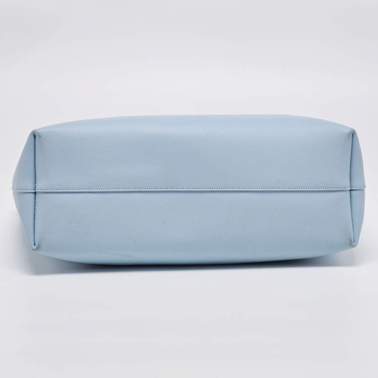Pre Owned Saint Laurent Blue Leather East West Shopping Tote