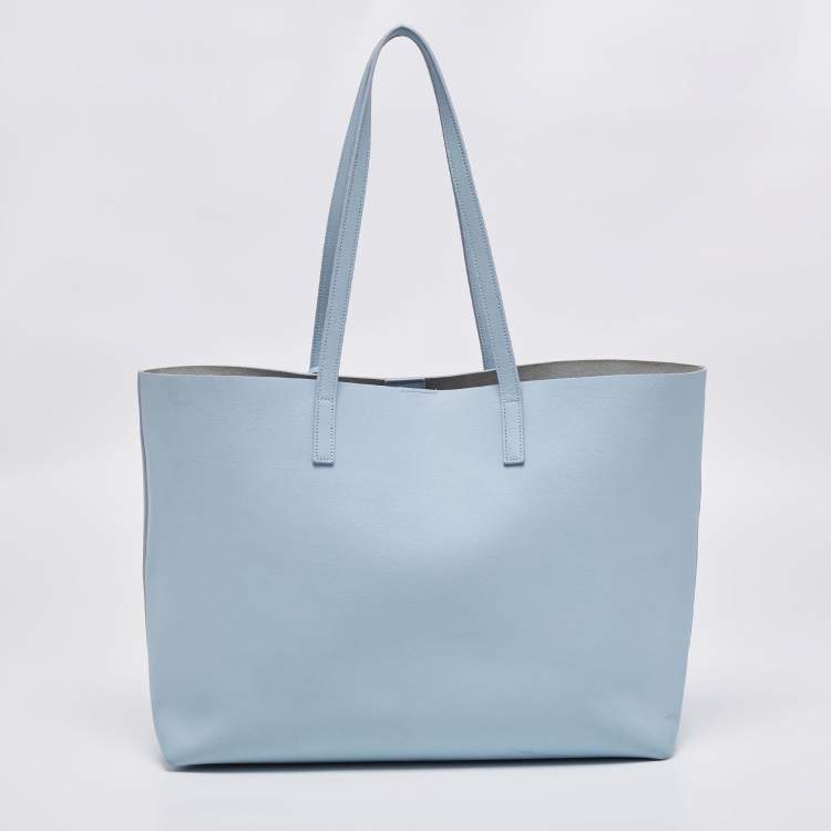 Pre Owned Saint Laurent Blue Leather East West Shopping Tote