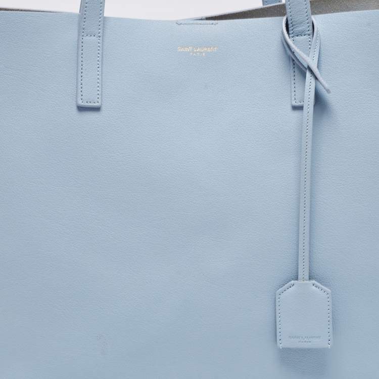 Pre Owned Saint Laurent Blue Leather East West Shopping Tote
