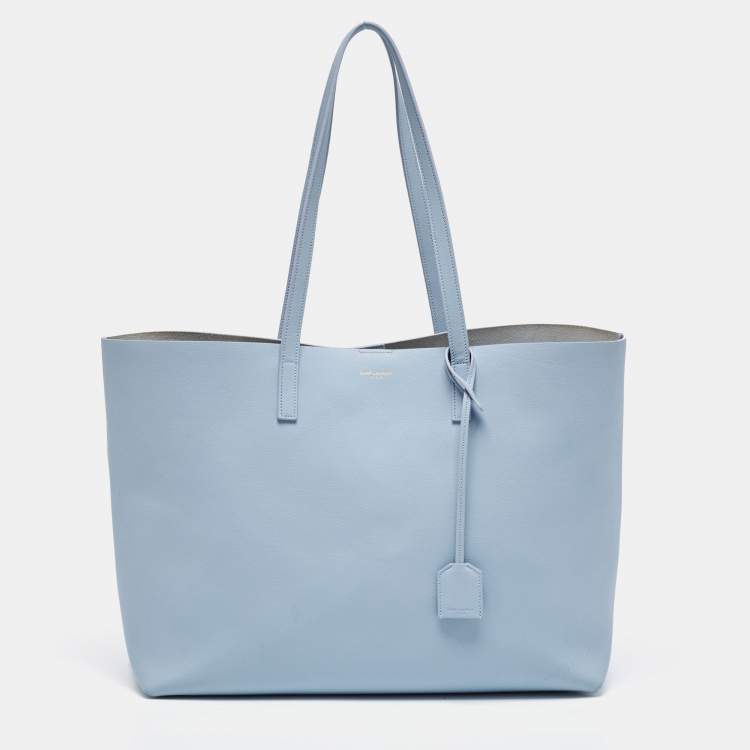 Pre Owned Saint Laurent Blue Leather East West Shopping Tote