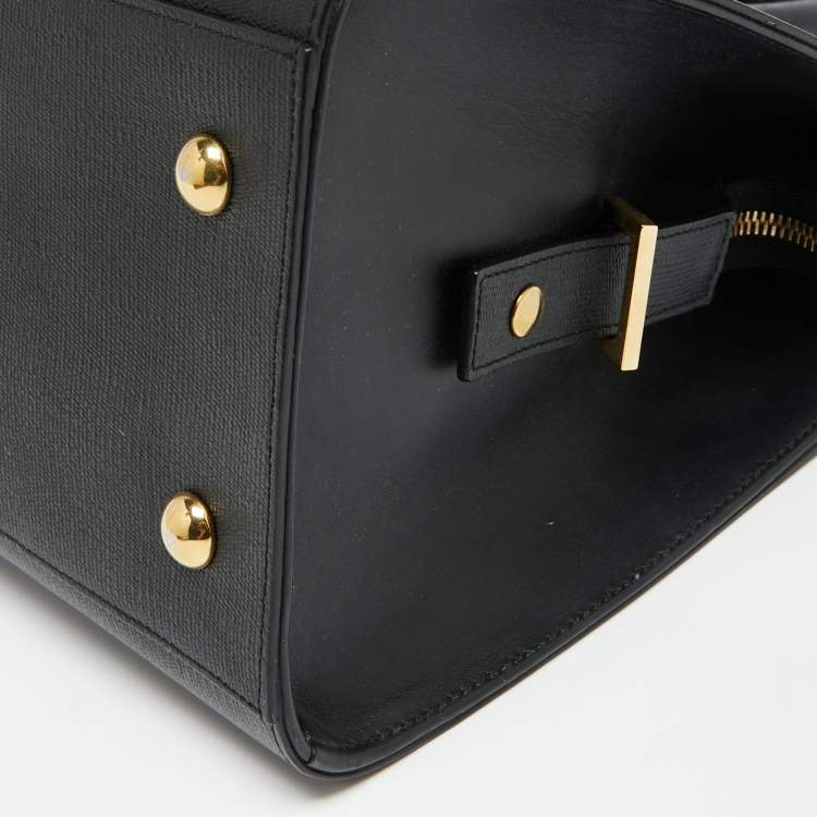 Pre Owned Saint Laurent Black Leather Small Cabas Chyc Tote