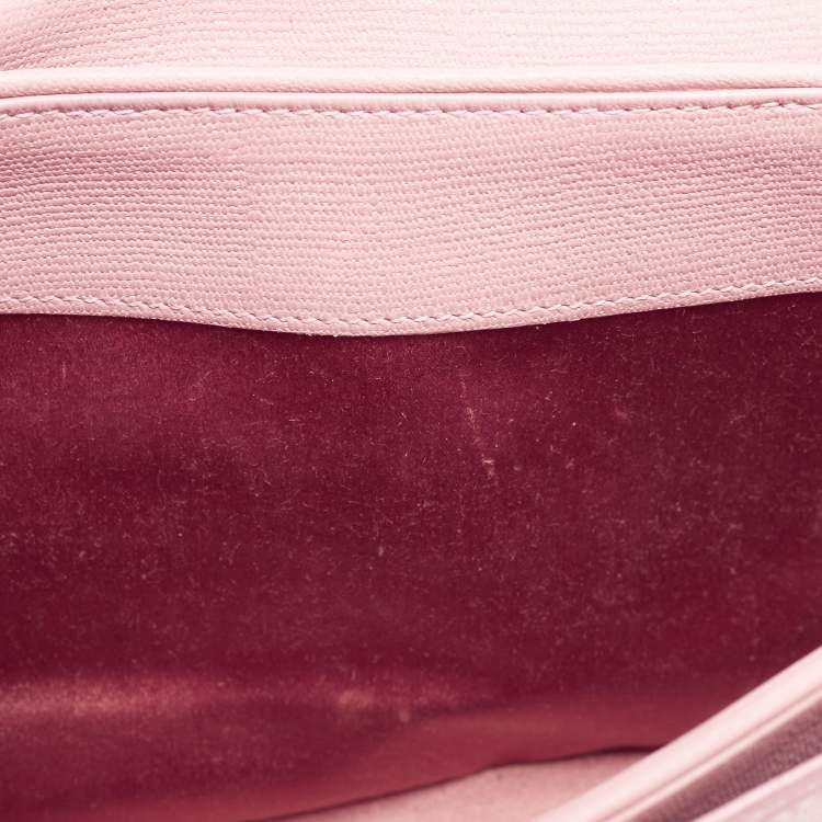 Pre Owned Yves Saint Laurent Pink Leather Medium Chyc Flap Bag