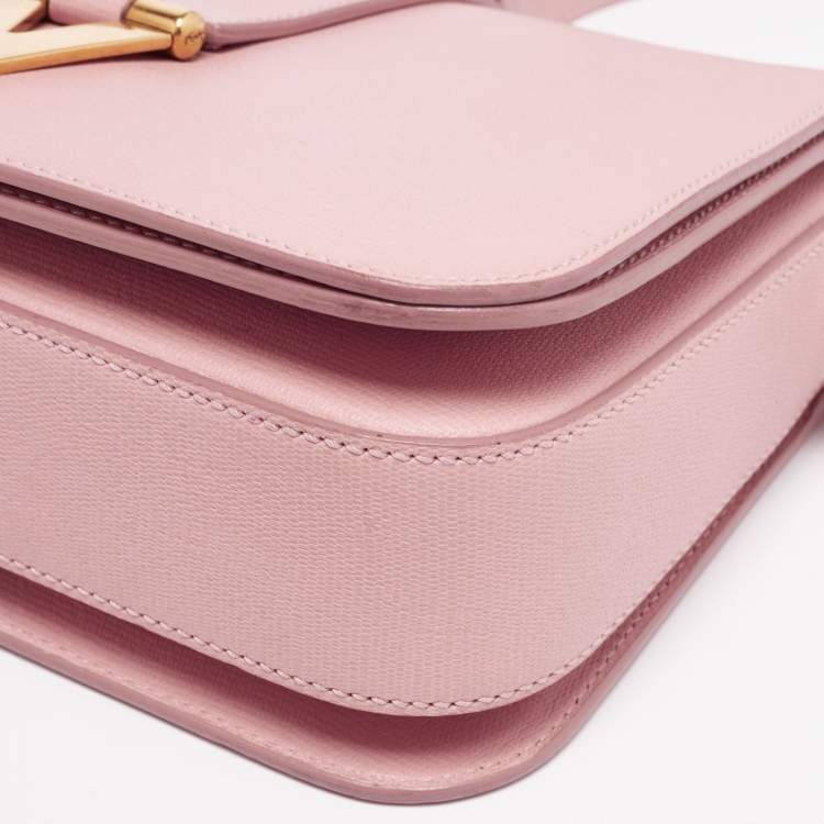 Pre Owned Yves Saint Laurent Pink Leather Medium Chyc Flap Bag