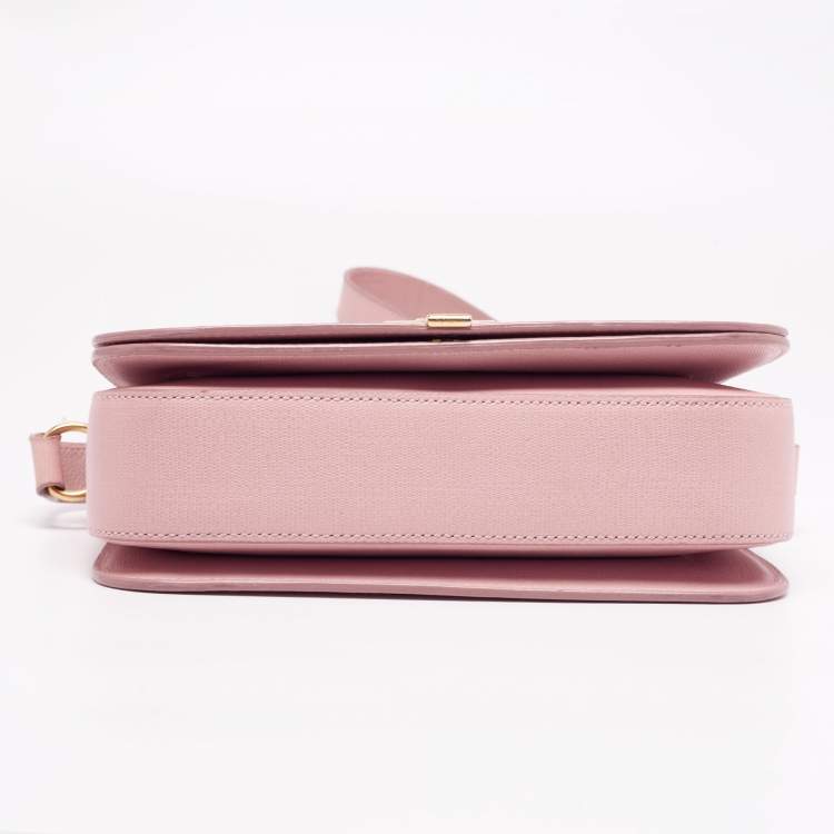 Pre Owned Yves Saint Laurent Pink Leather Medium Chyc Flap Bag