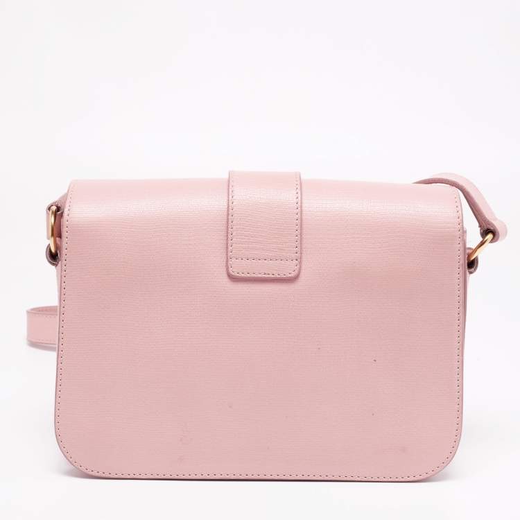 Pre Owned Yves Saint Laurent Pink Leather Medium Chyc Flap Bag