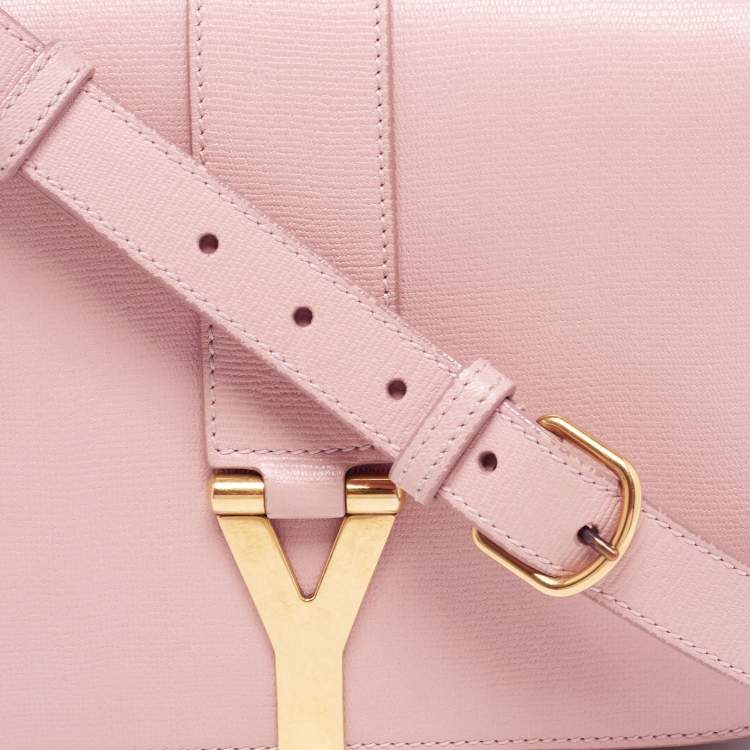 Pre Owned Yves Saint Laurent Pink Leather Medium Chyc Flap Bag
