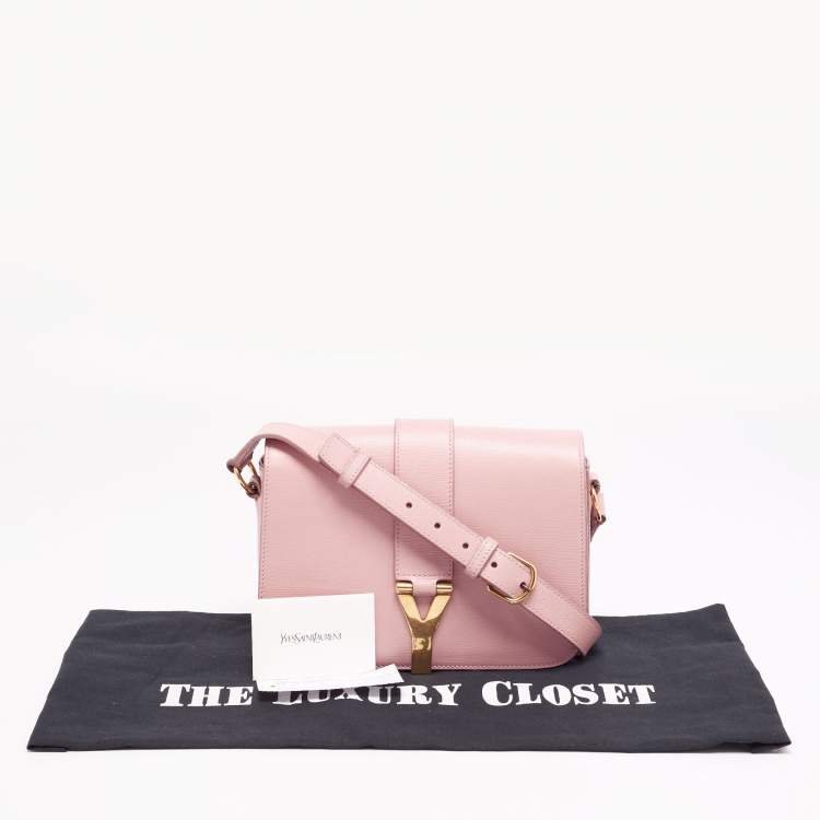 Pre Owned Yves Saint Laurent Pink Leather Medium Chyc Flap Bag