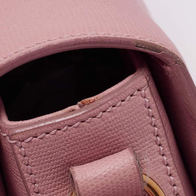 Pre Owned Yves Saint Laurent Pink Leather Medium Chyc Flap Bag