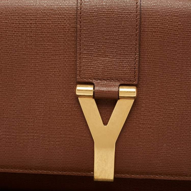 Pre Owned Yves Saint Laurent Brown Leather Cabas Chyc Clutch