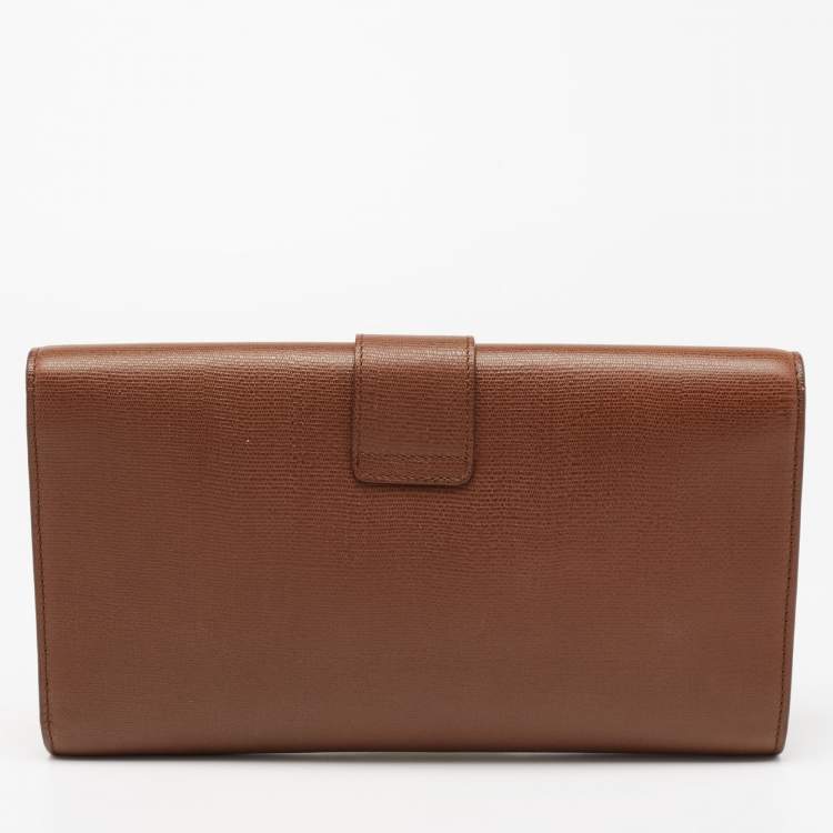 Pre Owned Yves Saint Laurent Brown Leather Cabas Chyc Clutch