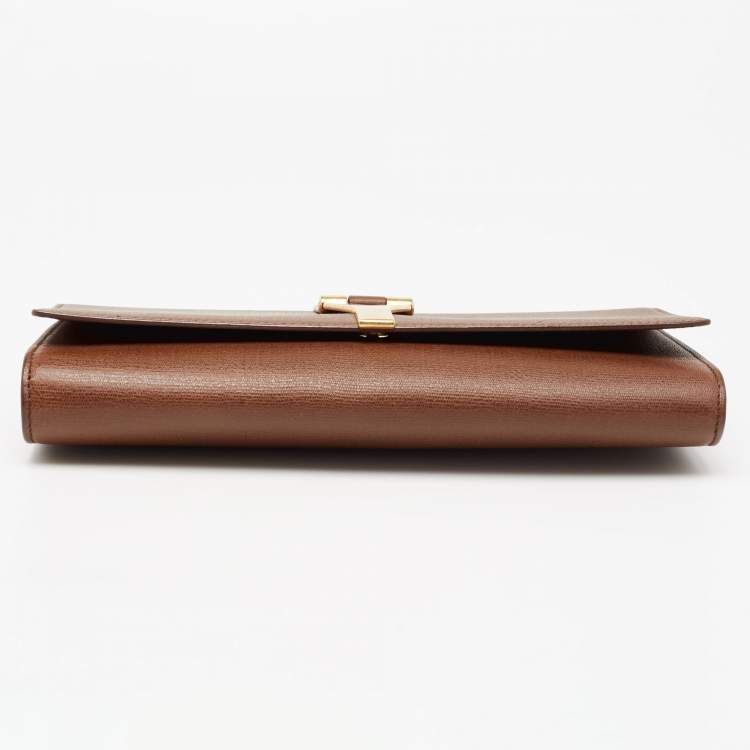 Pre Owned Yves Saint Laurent Brown Leather Cabas Chyc Clutch