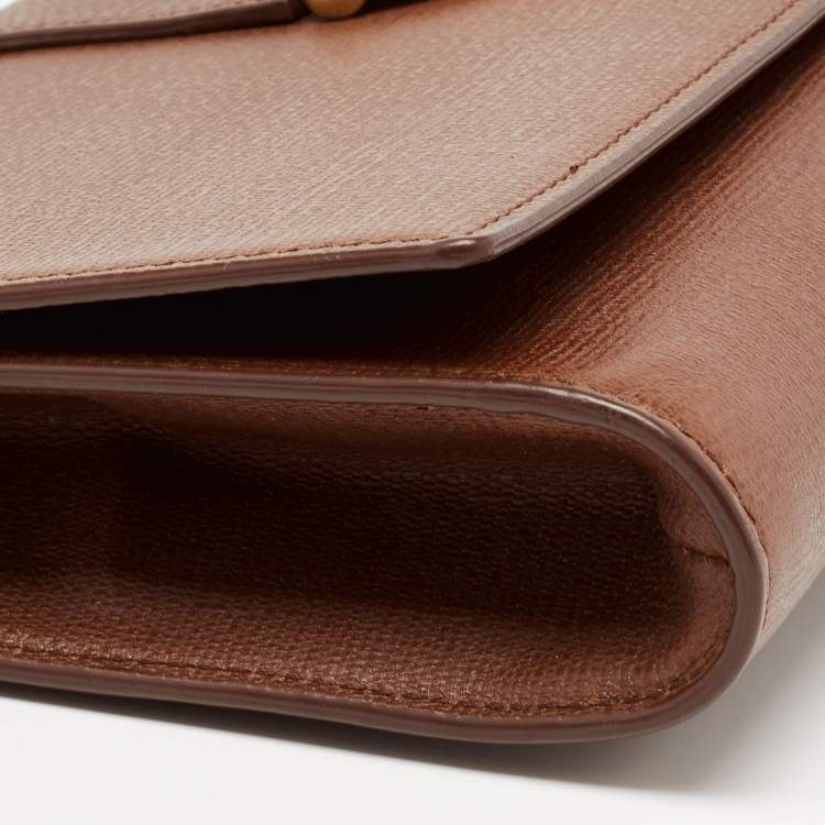 Pre Owned Yves Saint Laurent Brown Leather Cabas Chyc Clutch