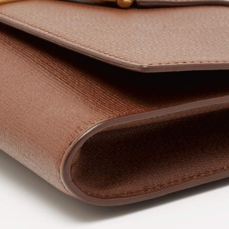 Pre Owned Yves Saint Laurent Brown Leather Cabas Chyc Clutch