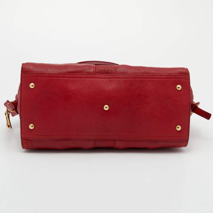 Pre Owned Yves Saint Laurent Red Leather Medium Cabas Chyc Tote