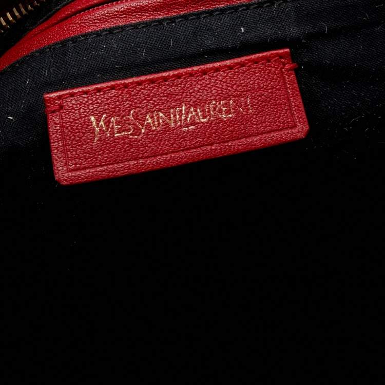 Pre Owned Yves Saint Laurent Red Leather Medium Cabas Chyc Tote