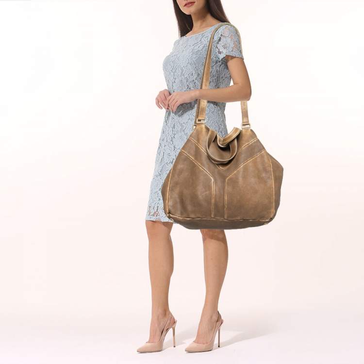 Pre Owned Yves Saint Laurent Brown Leather Shoulder Bag