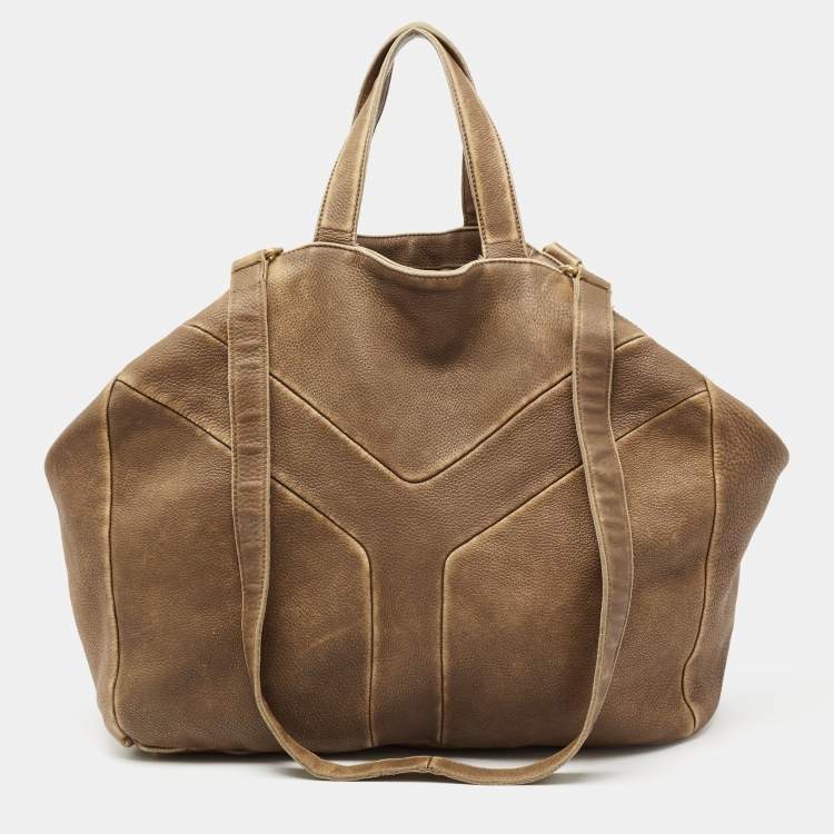 Pre Owned Yves Saint Laurent Brown Leather Shoulder Bag