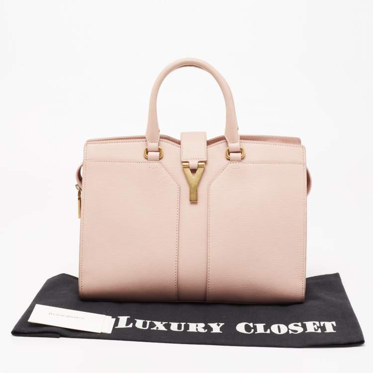 Pre Owned Yves Saint Laurent Light Pink Leather Small Y-Ligne Cabas Tote